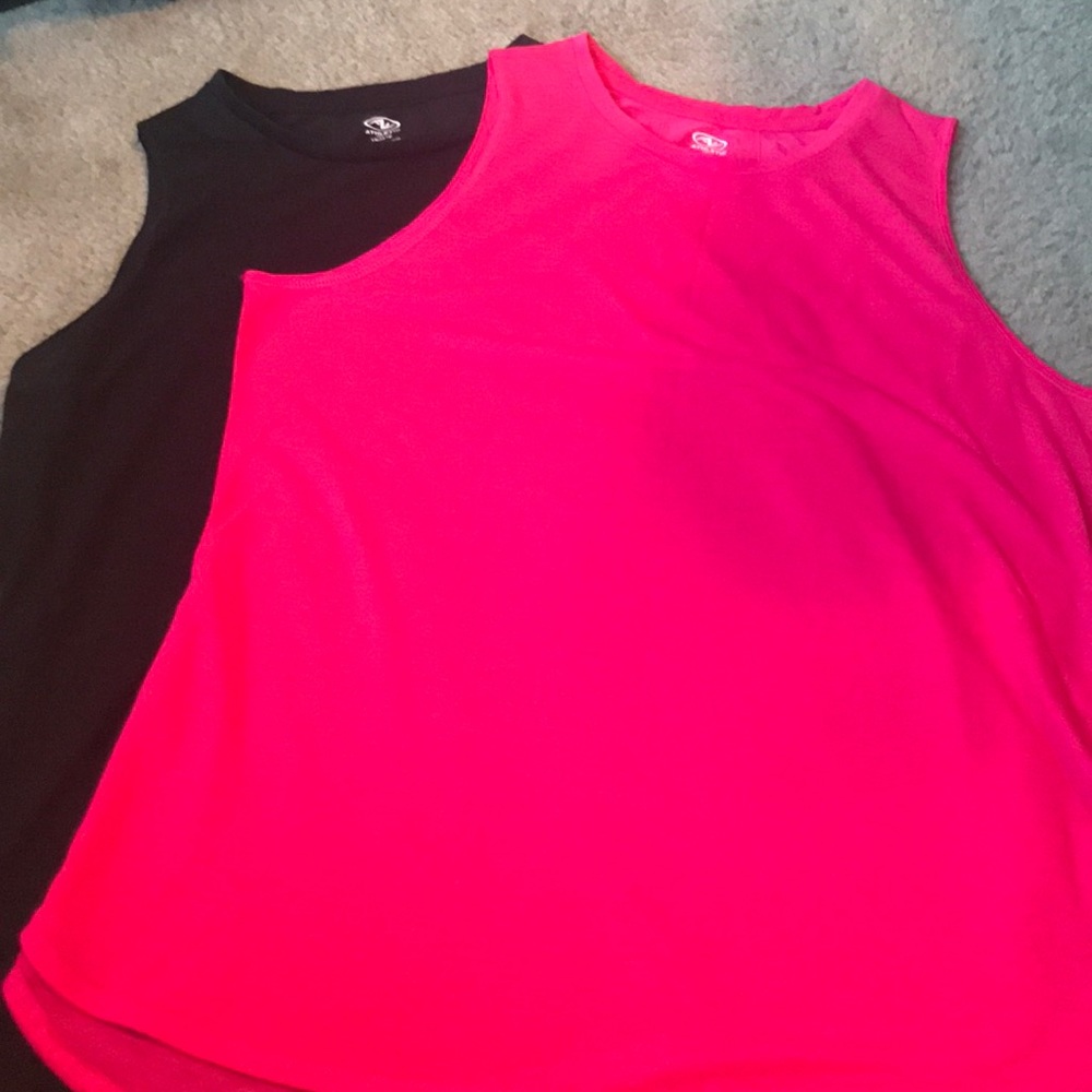 2 NWOT Athletic Tanks- black and pink